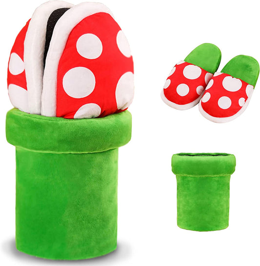 Super Mario Piranha Plant Slippers and Pipe Holder